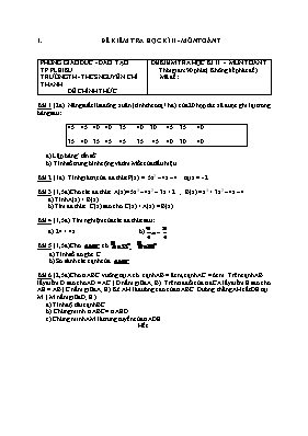 Đề kiểm tra học kì II - Môn Toán 7